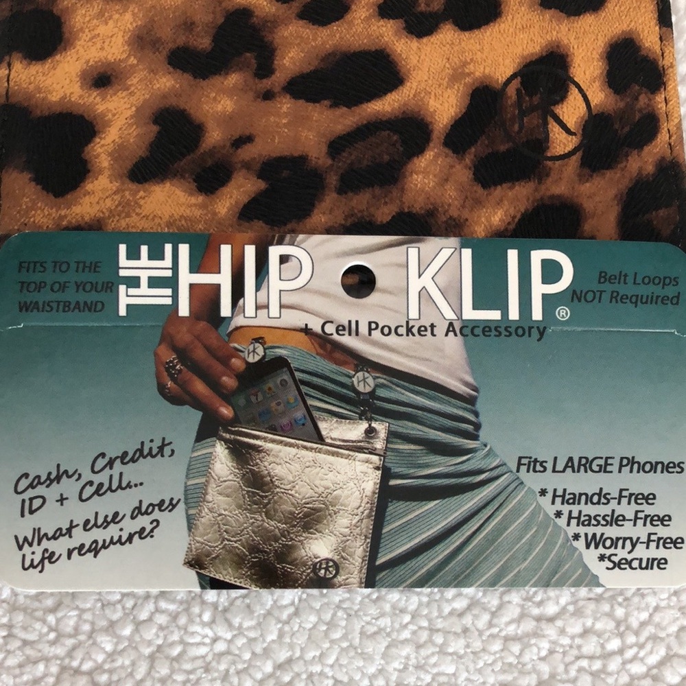 Hip Klip Bag! New! Leopard print! 2 pockets! 2 Clip Clasps! Attach to waistband
